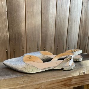 Silver metallic Nine West sling back flats (7.5)